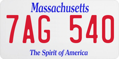 MA license plate 7AG540