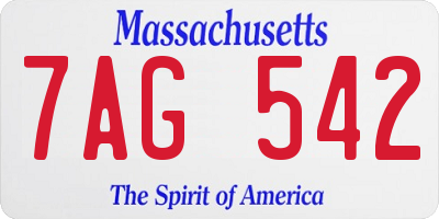 MA license plate 7AG542