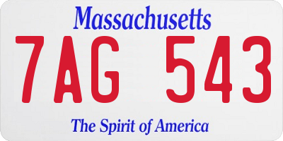 MA license plate 7AG543