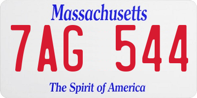 MA license plate 7AG544