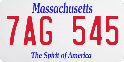 MA license plate 7AG545