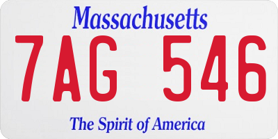 MA license plate 7AG546