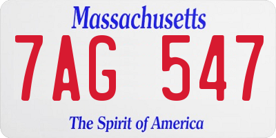 MA license plate 7AG547