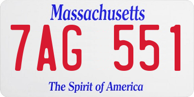 MA license plate 7AG551