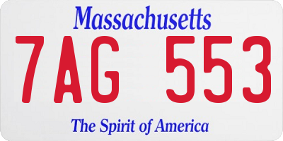 MA license plate 7AG553