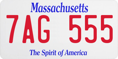 MA license plate 7AG555