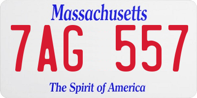 MA license plate 7AG557