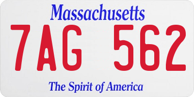MA license plate 7AG562