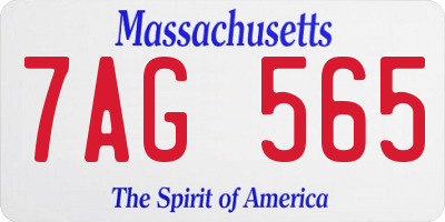 MA license plate 7AG565