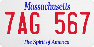 MA license plate 7AG567