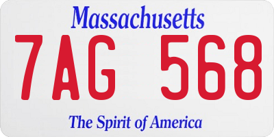 MA license plate 7AG568