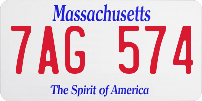 MA license plate 7AG574