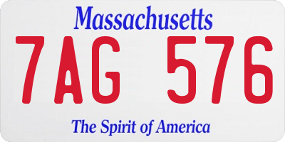 MA license plate 7AG576