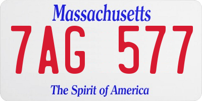 MA license plate 7AG577