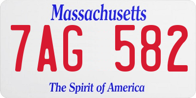 MA license plate 7AG582