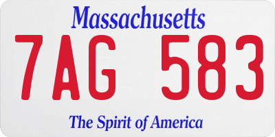 MA license plate 7AG583
