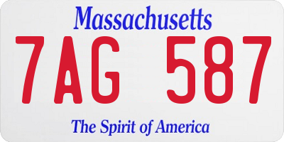 MA license plate 7AG587