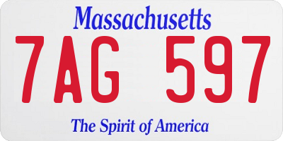 MA license plate 7AG597