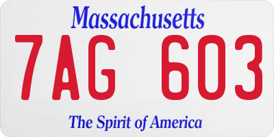 MA license plate 7AG603