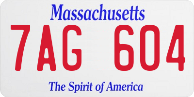 MA license plate 7AG604