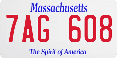 MA license plate 7AG608
