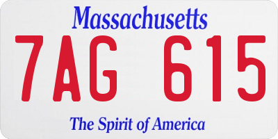 MA license plate 7AG615