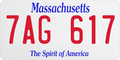 MA license plate 7AG617