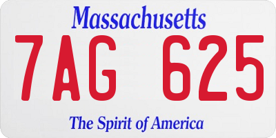MA license plate 7AG625