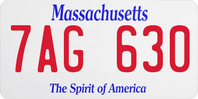 MA license plate 7AG630