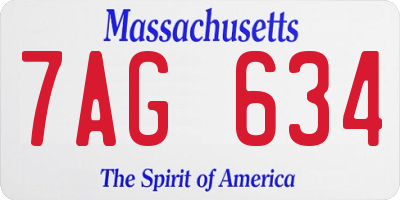 MA license plate 7AG634