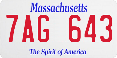 MA license plate 7AG643