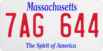 MA license plate 7AG644