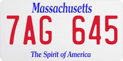 MA license plate 7AG645