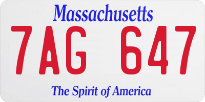 MA license plate 7AG647