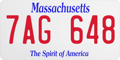 MA license plate 7AG648