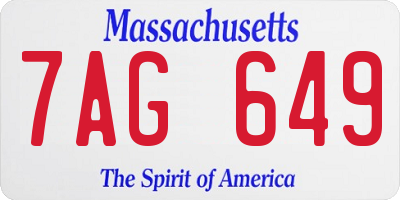 MA license plate 7AG649