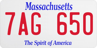 MA license plate 7AG650