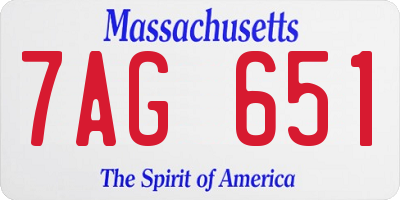 MA license plate 7AG651