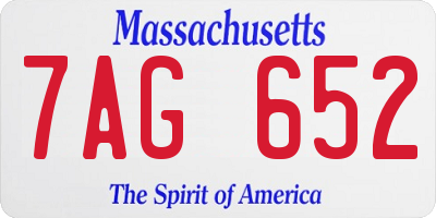 MA license plate 7AG652