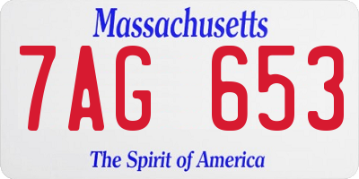 MA license plate 7AG653