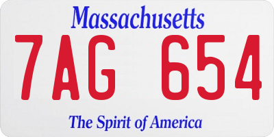 MA license plate 7AG654