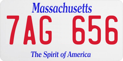 MA license plate 7AG656