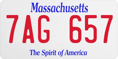 MA license plate 7AG657