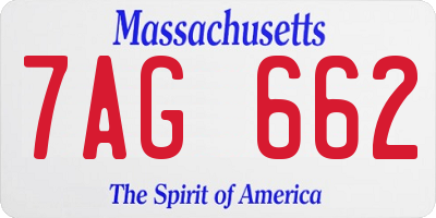 MA license plate 7AG662