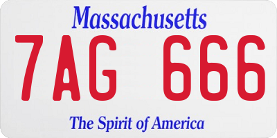 MA license plate 7AG666