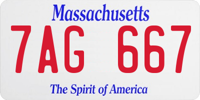 MA license plate 7AG667