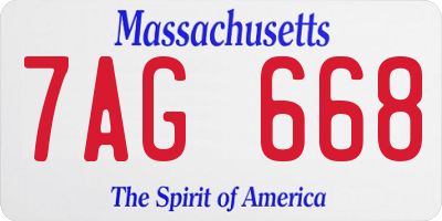 MA license plate 7AG668
