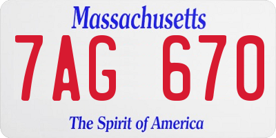 MA license plate 7AG670