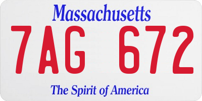 MA license plate 7AG672