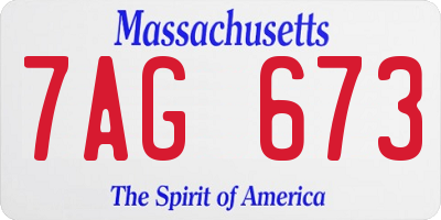 MA license plate 7AG673